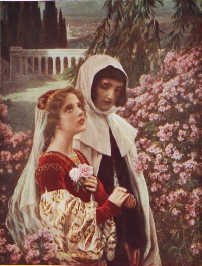 Dante y Beatriz en el jardín de Cesare Saccaggi